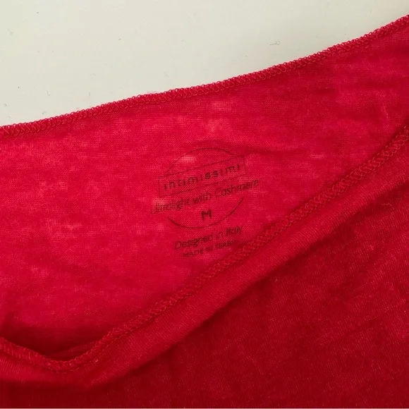 Intimissimi Red Cashmere Modal Long Sleeve Tee Top Size M Boat Neck - Picture 2 of 5